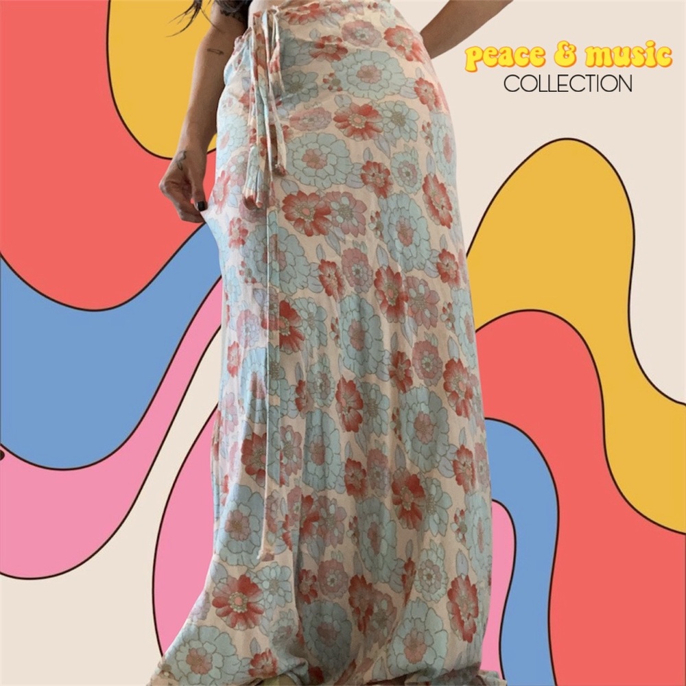 Fairycore Free People Thats A Wrap Sky Combo Maxi Skirt